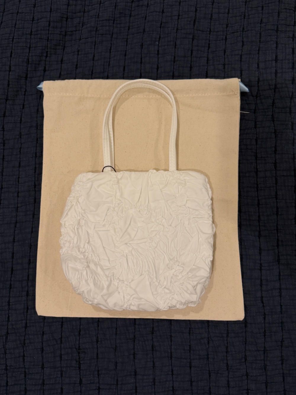 White Ruched Mini Handbag - Picture 2 of 4